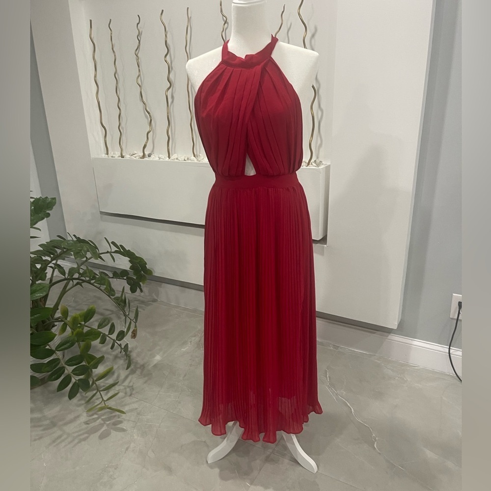 Vici Red Backless Halter Dress